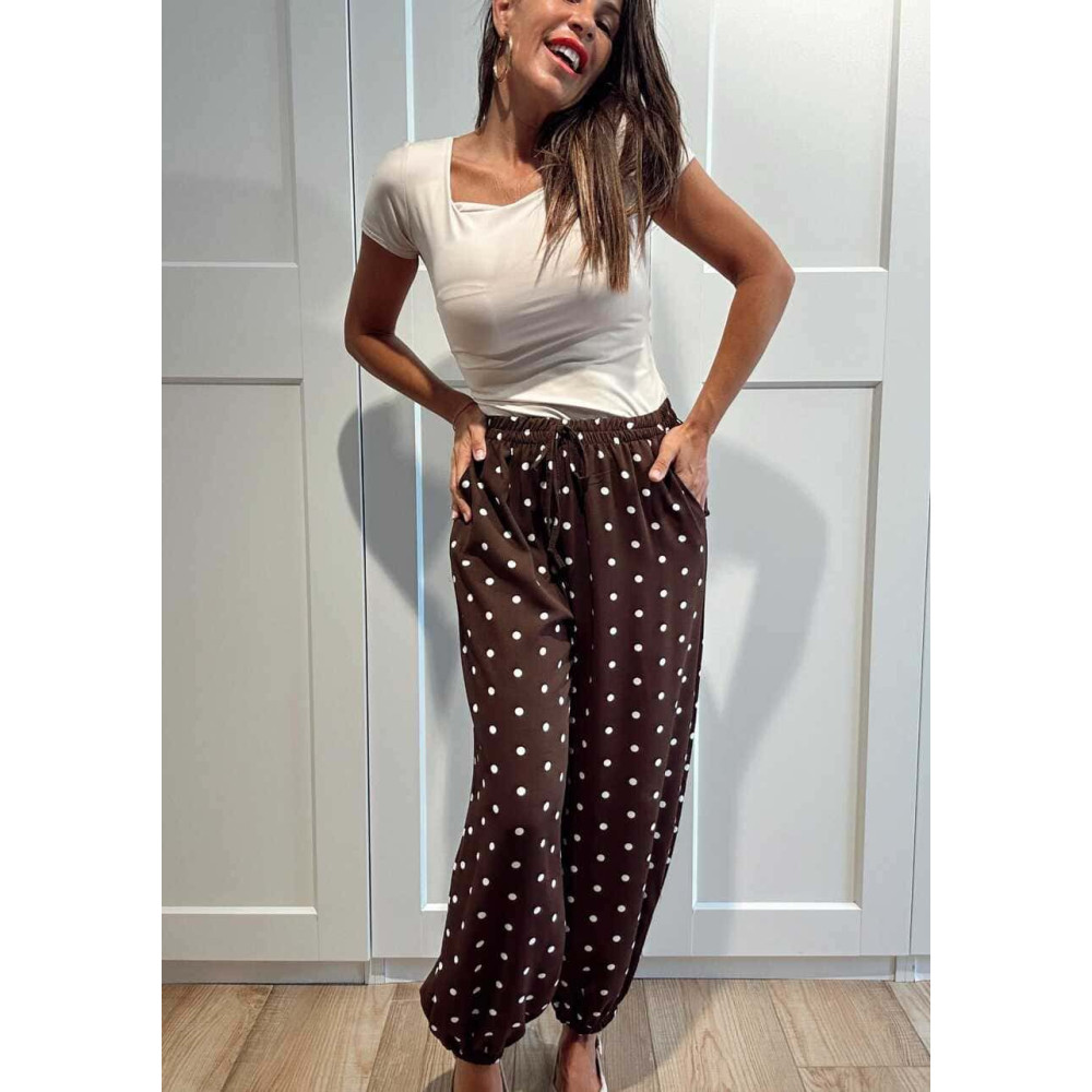 Pantalón Jogger Lunares CHIREL Marrón HEVE