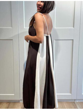 Vestido Rayas con Vuelo MALENA Marrón HEVE