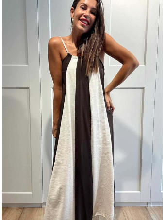 Vestido Rayas con Vuelo MALENA Marrón HEVE
