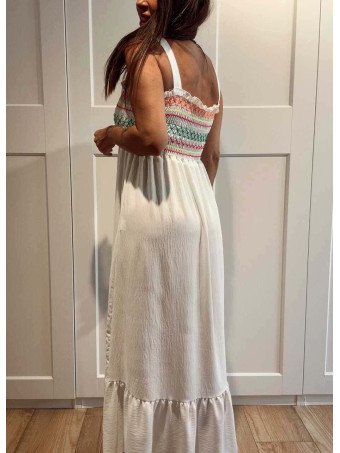 Vestido Nido de Abeja SUNAYA Blanco HEVE