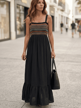 Vestido Nido de Abeja SUNAYA Negro HEVE