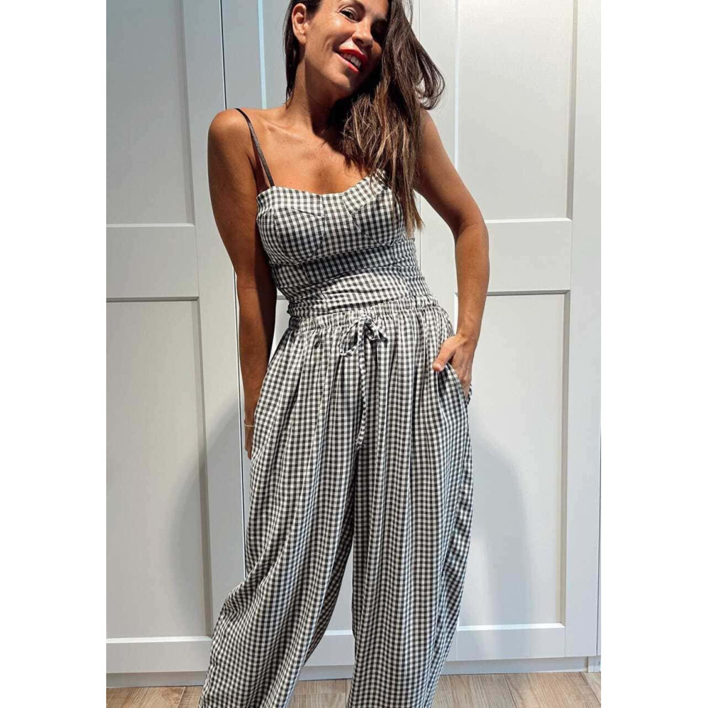 Conjunto Vichy Top y Pantalón KATOOSA Negro HEVE