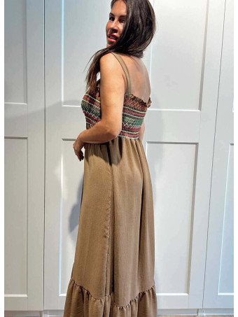 Vestido Nido de Abeja SUNAYA Camel