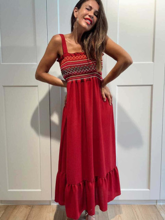 Vestido Nido de Abeja SUNAYA Burdeos HEVE