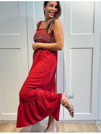 Vestido Nido de Abeja SUNAYA Burdeos HEVE