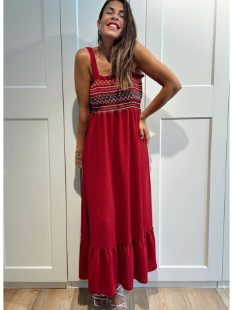 Vestido Nido de Abeja SUNAYA Burdeos HEVE