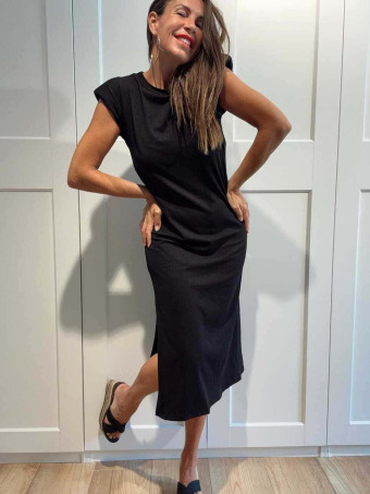 Vestido Básico Hombreras BAMBE Negro HEVE