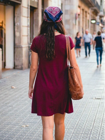 Vestido Evasé con Collar FOYLE Burdeos HEVE