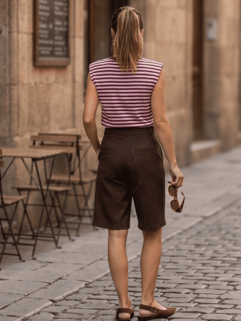 Camiseta Rayas con Hombreras MARENZA Marrón/Rosa HEVE