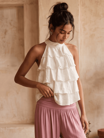 Cuerpo Halter con Volantes BELISEE Blanco HEVE