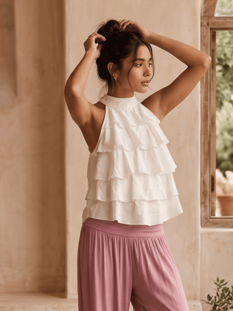 Cuerpo Halter con Volantes BELISEE Blanco HEVE