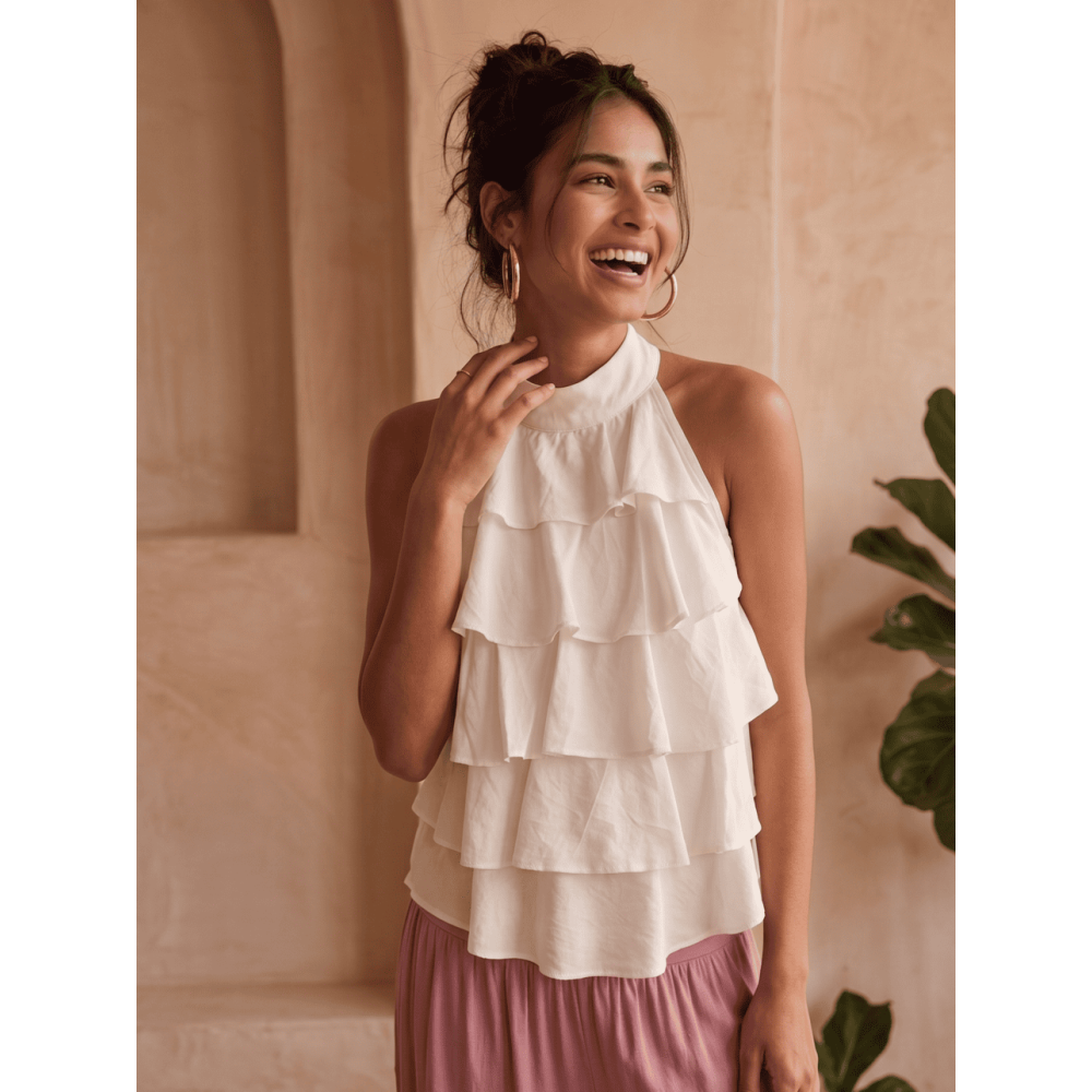 Cuerpo Halter con Volantes BELISEE Blanco HEVE