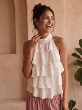 Cuerpo Halter con Volantes BELISEE Blanco HEVE