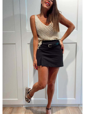 Falda Pantalón con Cinturón KYRREL Negro HEVE