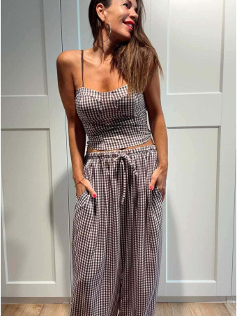 Conjunto Vichy Top y Pantalón KATOOSA Marrón HEVE