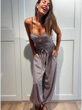 Conjunto Vichy Top y Pantalón KATOOSA Marrón HEVE