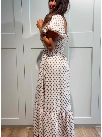 Vestido Abullonado Lunares MAYLOR Beige HEVE