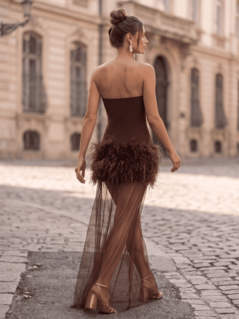 Vestido Halter Fiesta SERELUNE Marrón HEVE