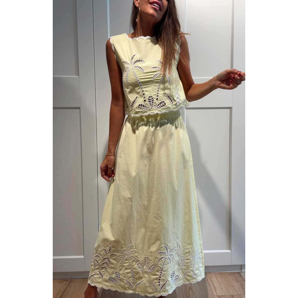 Conjunto Bordado-Perforado MYHALA Amarillo HEVE