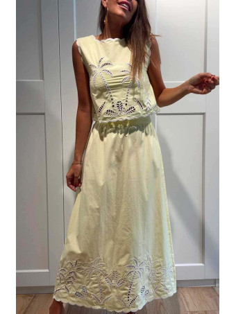 Conjunto Bordado-Perforado MYHALA Amarillo HEVE