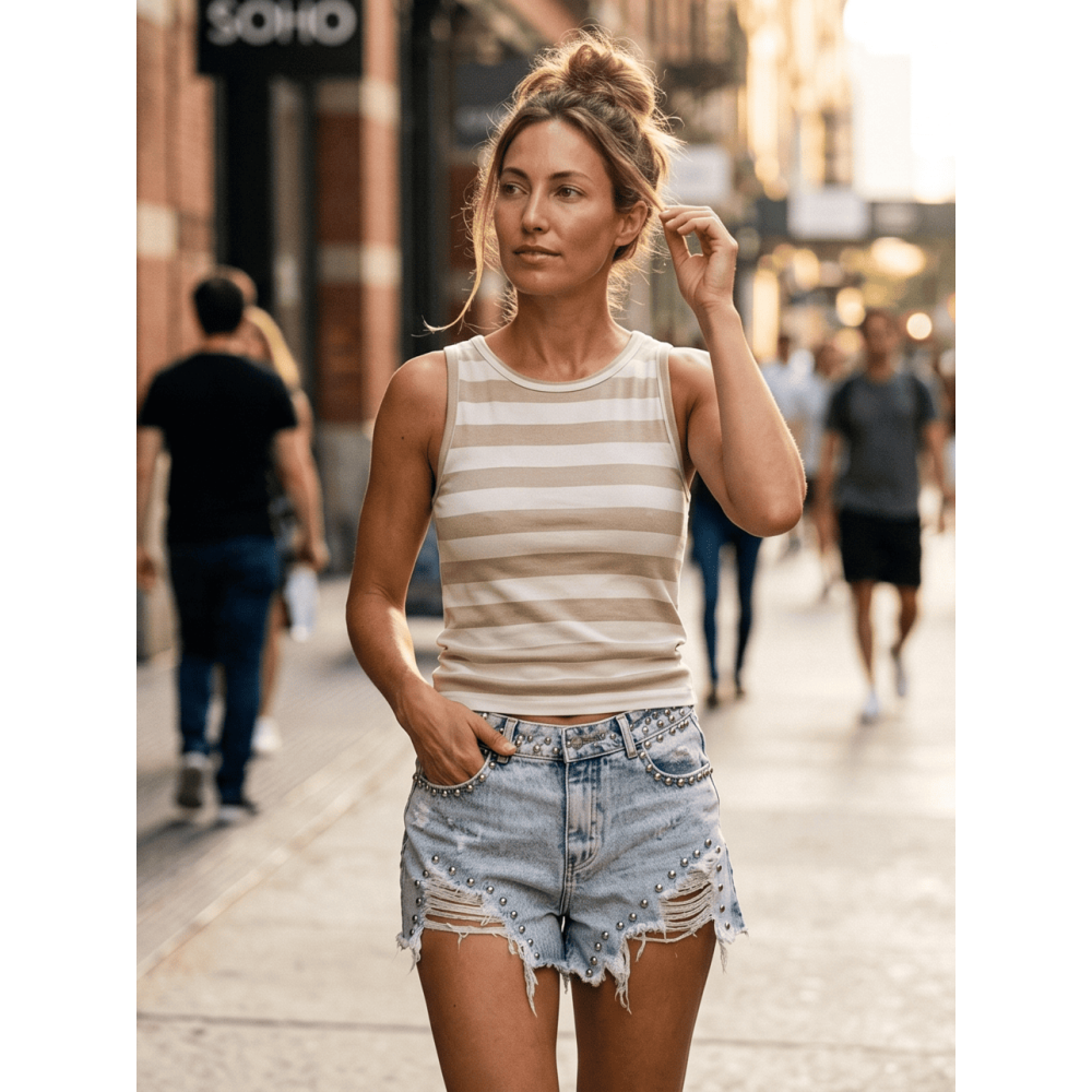 Short Vaquero Tachas BANDIKO Light Blue HEVE