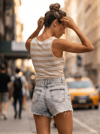 Short Vaquero Tachas BANDIKO Light Blue HEVE