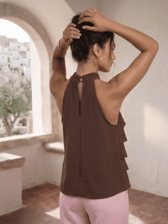 Cuerpo Halter con Volantes BELISEE Marrón HEVE