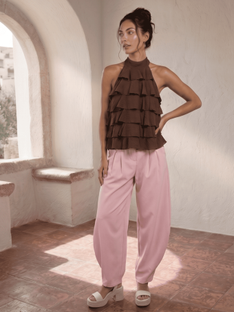 Cuerpo Halter con Volantes BELISEE Marrón HEVE
