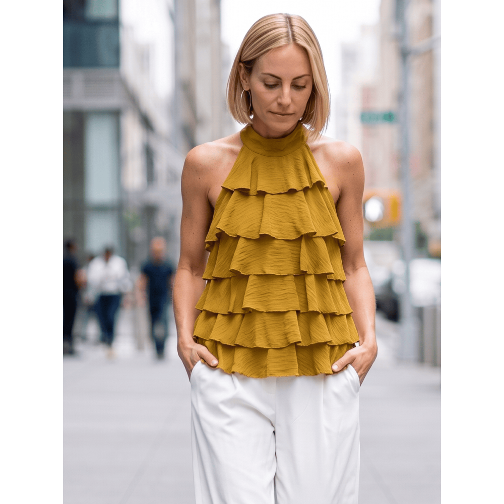 Cuerpo Halter con Volantes BELISEE Pistacho HEVE