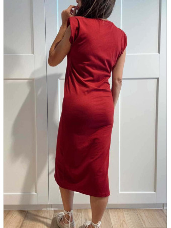Vestido Básico Hombreras BAMBE Burdeos HEVE