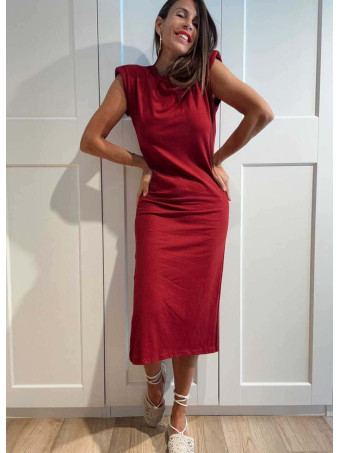Vestido Básico Hombreras BAMBE Burdeos HEVE