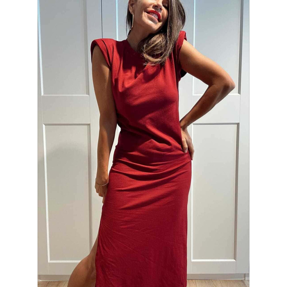 Vestido Básico Hombreras BAMBE Burdeos HEVE