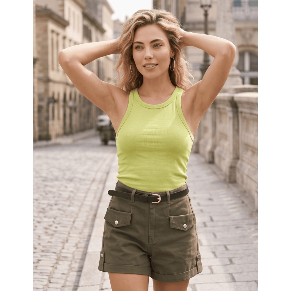 Short Vaquero con Cinturón MILKAN Verde HEVE
