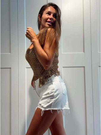 Short Denim Ripped EVILA Blanco HEVE