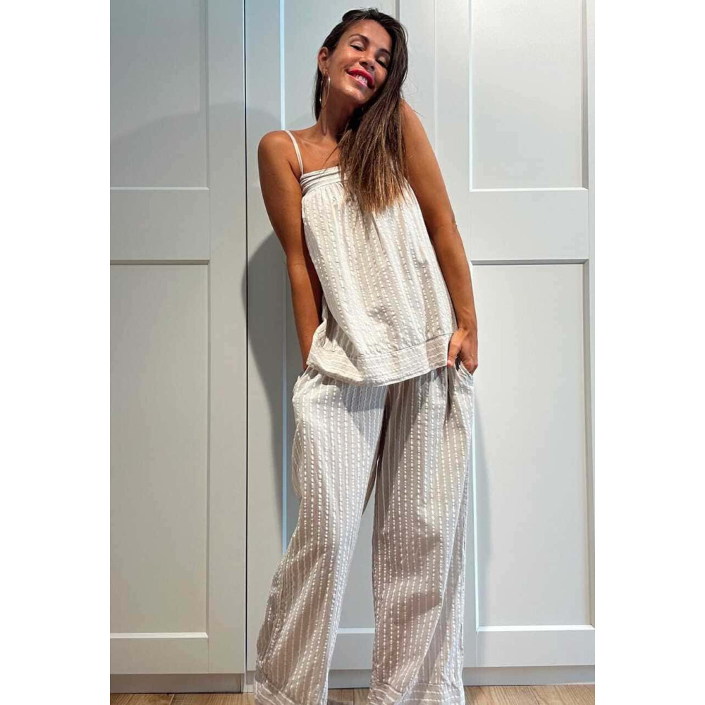 Conjunto Estampado Rayas ZAVANI Beige HEVE