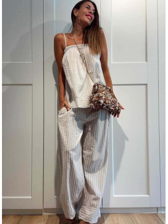 Conjunto Estampado Rayas ZAVANI Beige HEVE