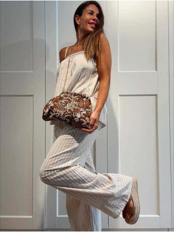 Conjunto Estampado Rayas ZAVANI Beige HEVE