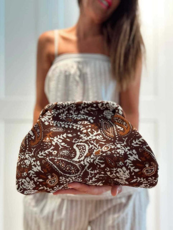 Bolso Lona Frame Bag Paisley y Hojas Marrón HEVE