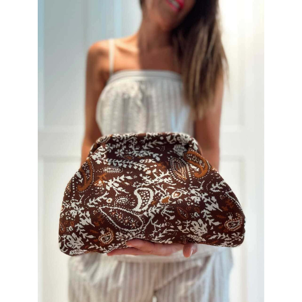 Bolso Lona Frame Bag Paisley y Hojas Marrón HEVE