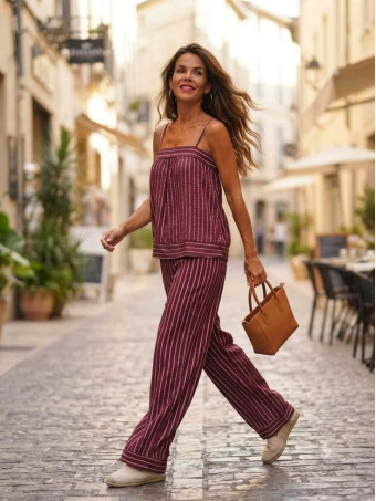 Conjunto Estampado Rayas ZAVANI Burdeos HEVE