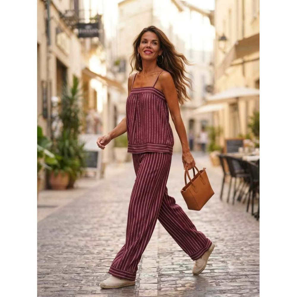 Conjunto Estampado Rayas ZAVANI Burdeos HEVE