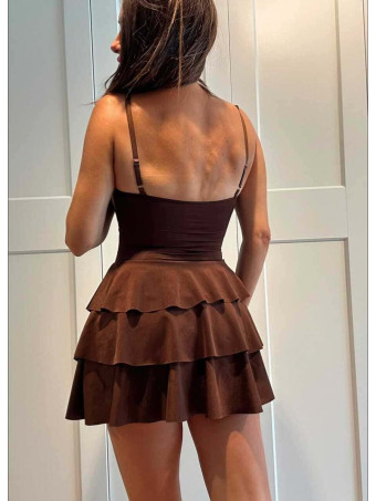 Vestido Cut Out Volantes DANIKA Marrón HEVE