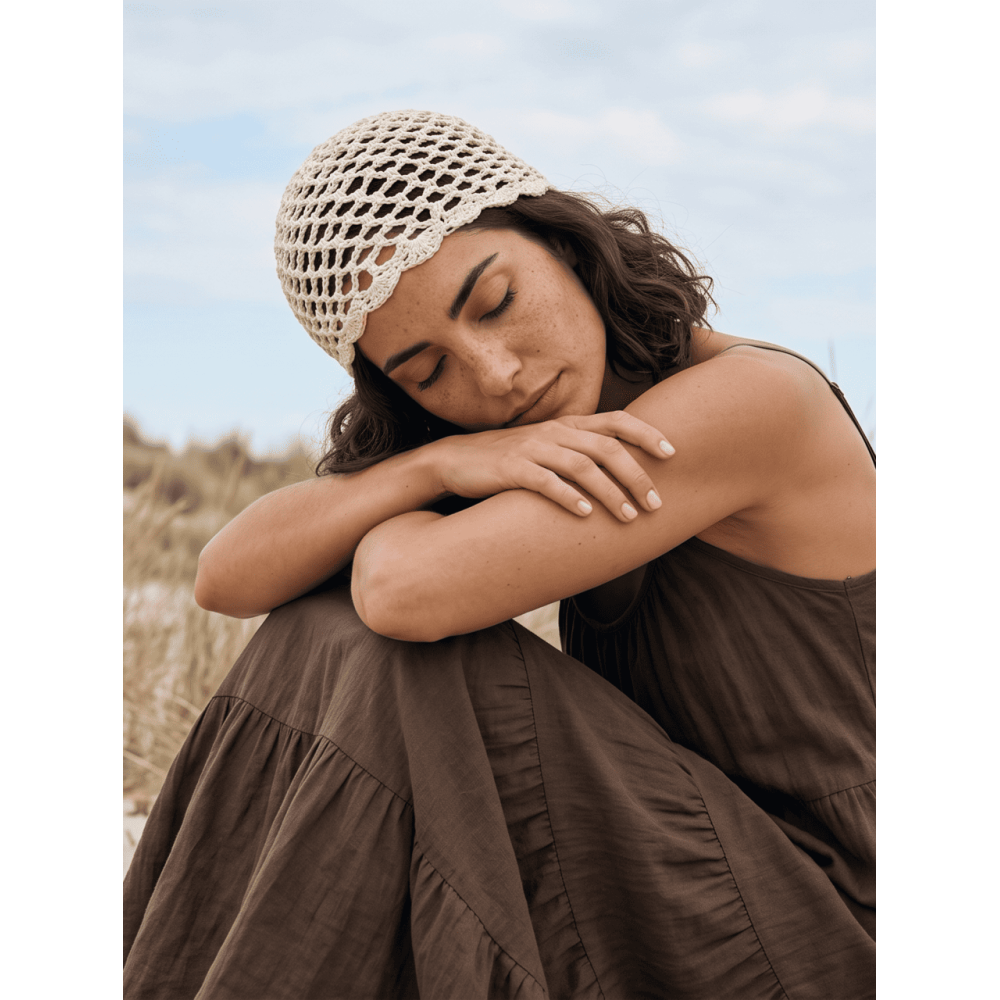 Gorro Crochet Festoneado AMALFI Beige HEVE