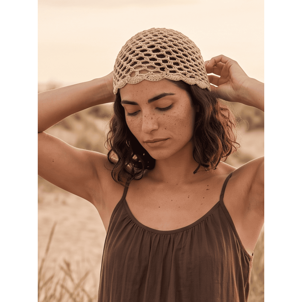 Gorro Crochet Festoneado AMALFI Taupe HEVE
