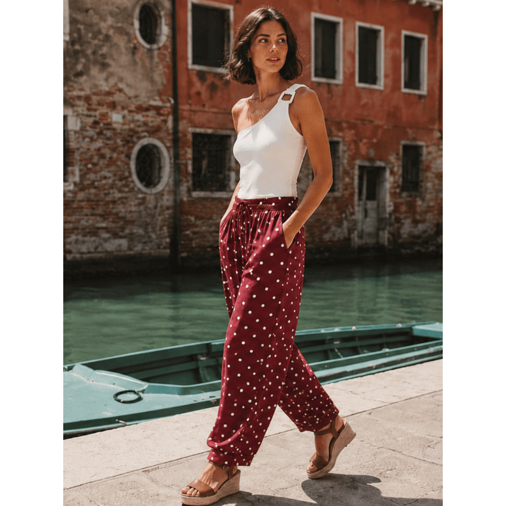 Pantalón Jogger Lunares CHIREL Burdeos HEVE