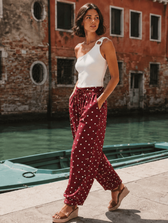 Pantalón Jogger Lunares CHIREL Burdeos HEVE