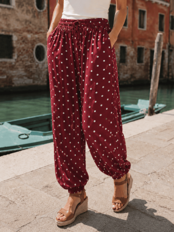 Pantalón Jogger Lunares CHIREL Burdeos HEVE