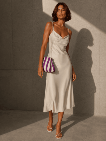 Bolso Lona Frame Bag Franjas Buganvilla/Beige HEVE