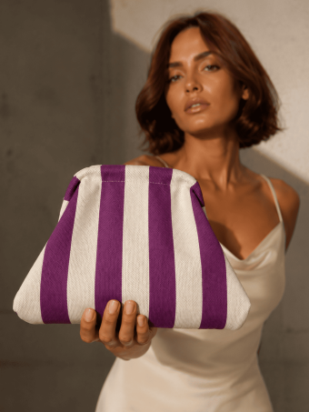 Bolso Lona Frame Bag Franjas Buganvilla/Beige HEVE