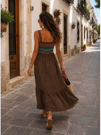 Vestido Nido de Abeja SUNAYA Marrón HEVE